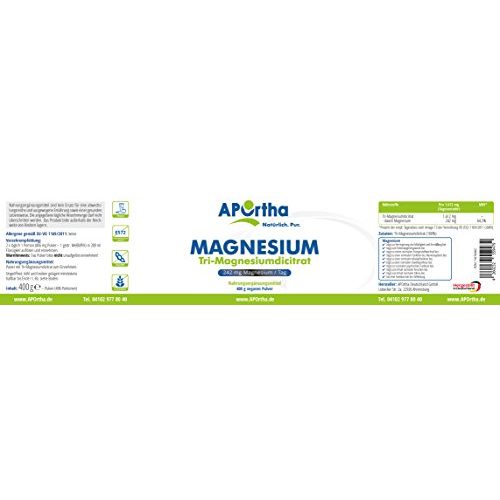 Magnesiumcitrat-Pulver APOrtha Magnesium Citrat 400g vegan