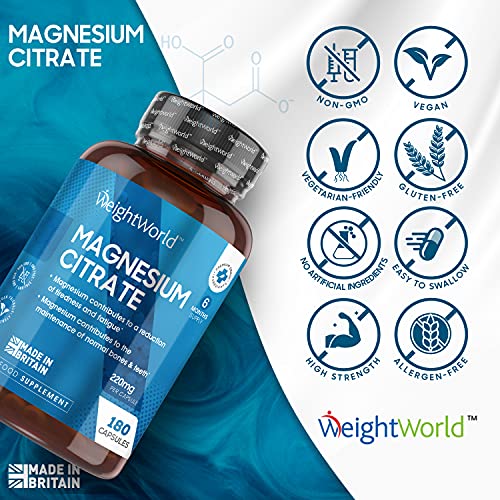 Magnesiumcitrat WeightWorld Magnesium Kapseln, 180 Kapseln