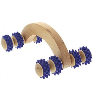 Massageroller Kosmetex aus Holz, mit blauen Kunststoffnoppen