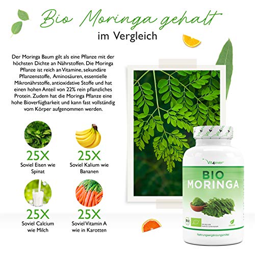Moringa-Kapseln Vit4ever Bio Moringa, 300 Kapseln mit 600 mg
