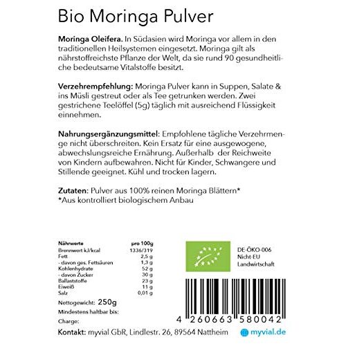 Moringa-Pulver myvial ® Moringa Pulver Bio 250g, fein