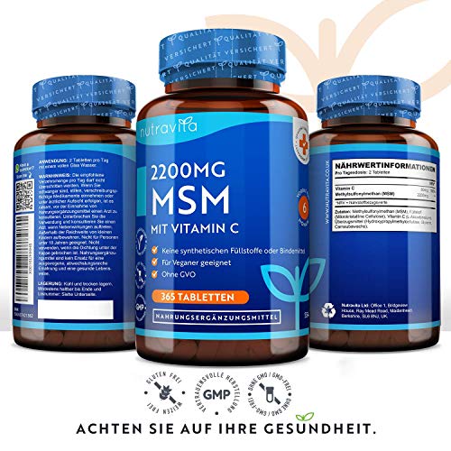 MSM-Kapseln Nutravita MSM Hochdosiert 2200mg mit Vitamin C