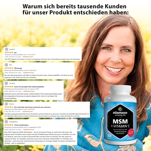 MSM-Pulver Vitamaze – amazing life MSM Kapseln + Vitamin C