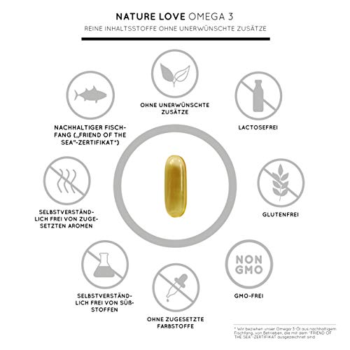 Omega-3-Kapseln Nature Love ® Omega 3 Fischöl, 120 Kapseln