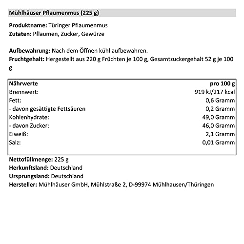 Pflaumenmus Mühlhäuser 2er Pack Original (2 x 225 g)
