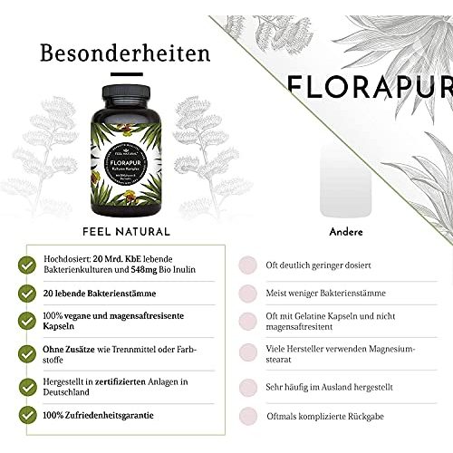 Probiotika Feel Natural Florapur Kulturen Komplex, 180 Kapseln