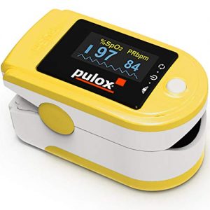 Pulsoximeter PULOX PO-200 Solo in Gelb, Messung am Finger