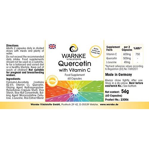 Quercetin WARNKE VITALSTOFFE mit Vitamin C, 60 Kapseln