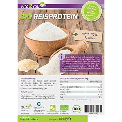 Reisprotein Vita2You Bio 1kg, EU Anbau, mind. 80% Protein