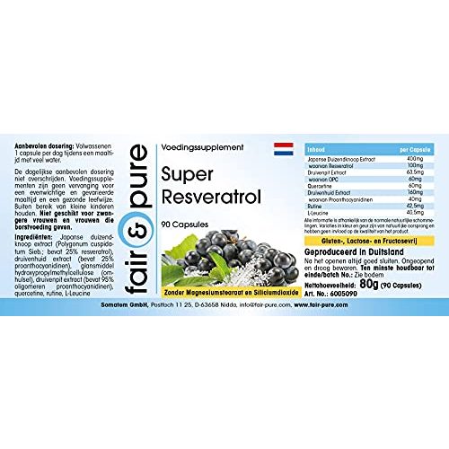 Resveratrol-Kapseln Fair & Pure Super Resveratrol, 90 Kapseln