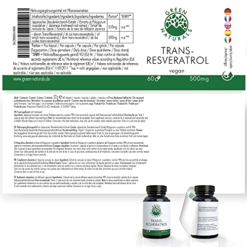 Resveratrol-Kapseln GREEN NATURALS Resveratrol, 60 Kapseln
