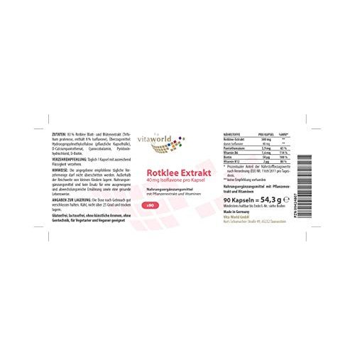 Rotklee-Kapseln Vita World Rotklee Extrakt 500mg + B Vitamine