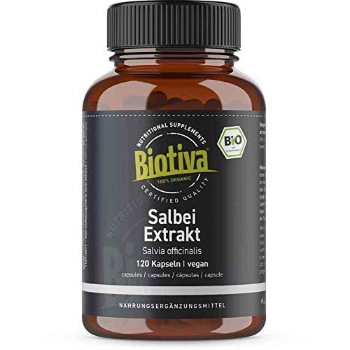 Salbei-Kapseln Biotiva Salbei Extrakt Bio 120 Kapseln, 400mg