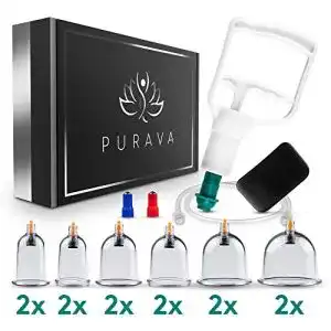 Schröpfglas PURAVA ® [12 Stück] Schröpfgläser mit Vakuumpumpe