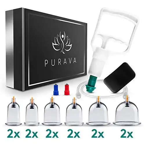 Schröpfglas PURAVA ® [12 Stück] Schröpfgläser mit Vakuumpumpe