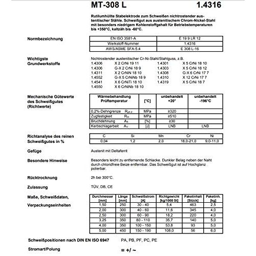 Schweißelektroden Hyundai Edelstahl 1.4316 (308L) V2A /1.4430