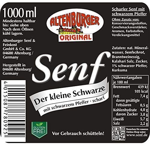 Senf Altenburger Original Der kleine Schwarze – scharf, 1 Liter