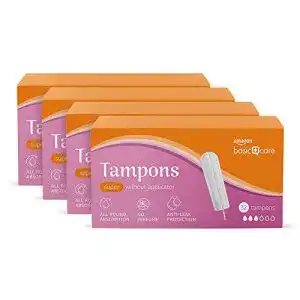 Tampon Amazon Basic Care – Super ohne Applikator, 4 Packungen