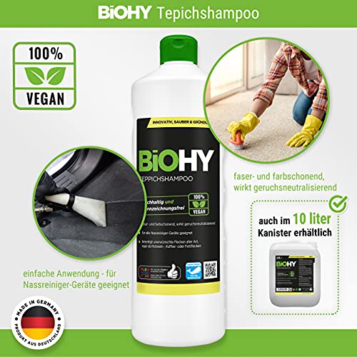 Teppichshampoo BIOHY (1l Flasche) + Dosierer, Teppichreiniger