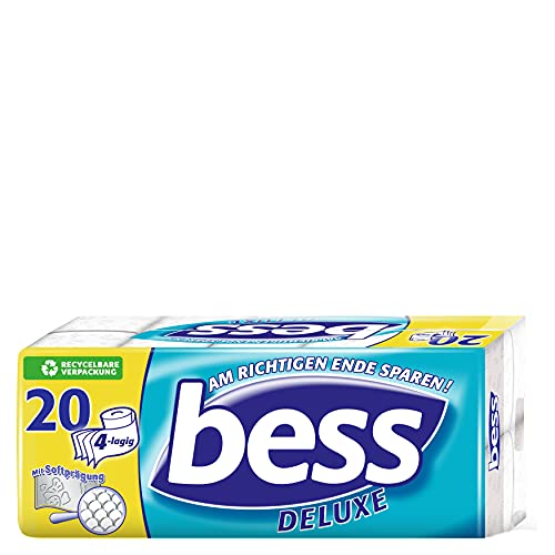 Toilettenpapier 4-lagig Bess Deluxe Riesenpackung, 20 Rollen