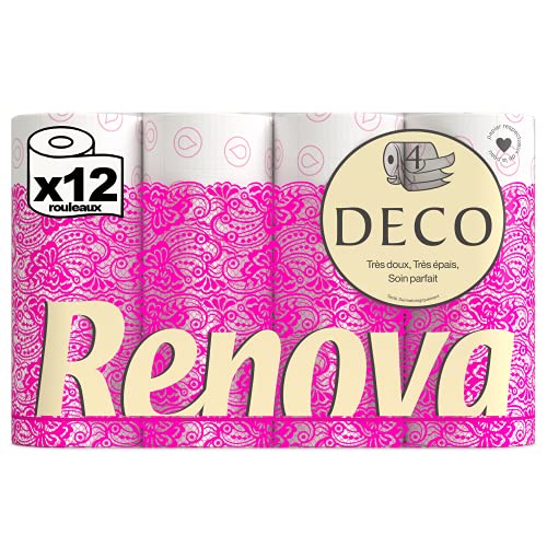 Toilettenpapier 4-lagig Renova weiß dekoriert parfümiert, 12 Rollen