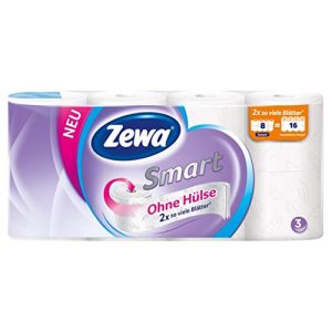 Toilettenpapier Zewa Smart trocken, 3 lagig ohne Hülse, 8 Stück