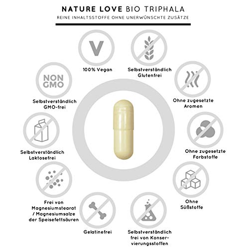 Triphala Nature Love ® Bio, 500mg je Kapsel, 180 Kapseln