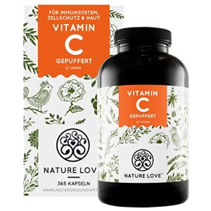 Vitamin C Nature Love ® Gepuffertes pflanzliches, 365 Kapseln