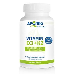 Vitamin-D3-K2 APOrtha, 365 vegetarische Tabletten hochdosiert