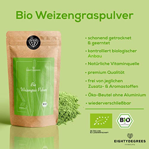 Weizengraspulver 80DEGREES BIO Weizengras Pulver – 1000g