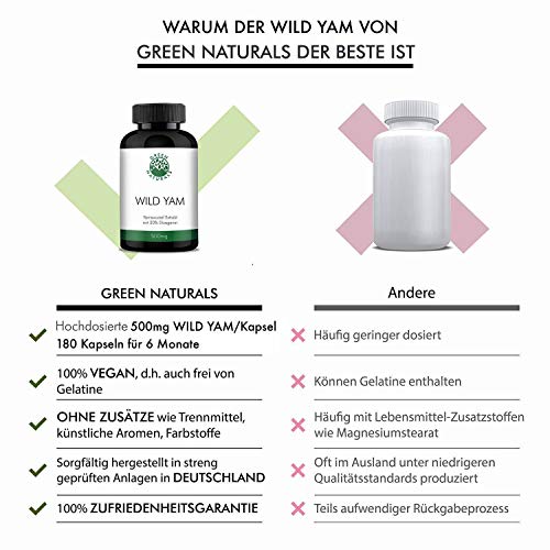 Yamswurzel-Kapseln GREEN NATURALS, 180 Kapseln á 500mg