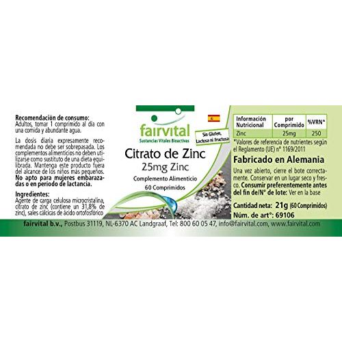 Zinktabletten fairvital Zink Tabletten, 25mg Zink pro Tablette