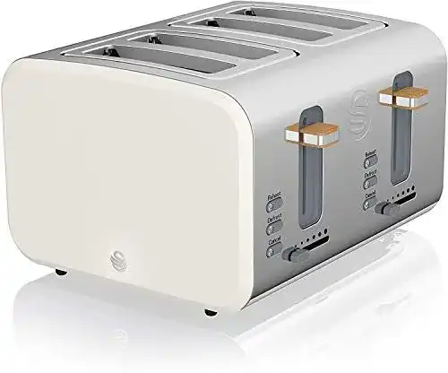 4-Scheiben-Toaster Swan Nordic Breitschlitz-Toaster, 3 Funktionen