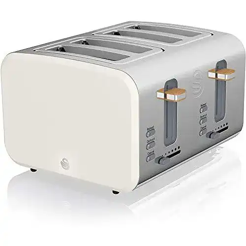 4-Scheiben-Toaster Swan Nordic Breitschlitz-Toaster, 3 Funktionen