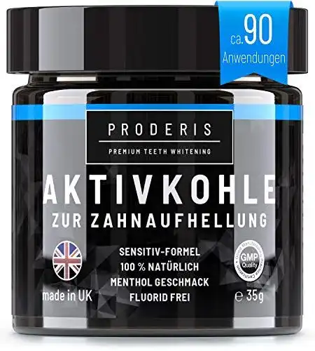 Aktivkohle für die Zähne Proderis Kokosnuss Aktivkohle Pulver
