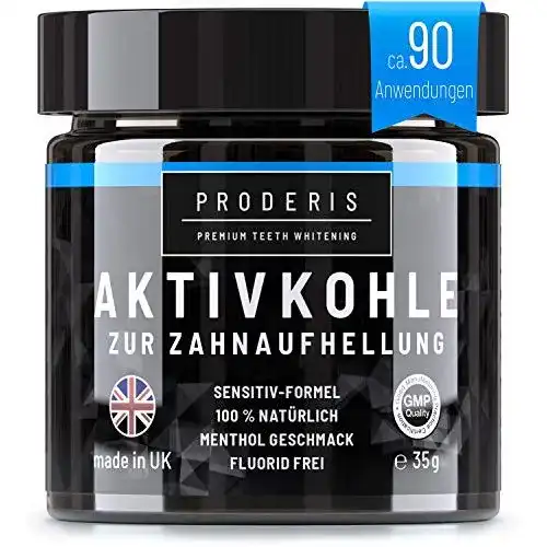 Aktivkohle für die Zähne Proderis Kokosnuss Aktivkohle Pulver