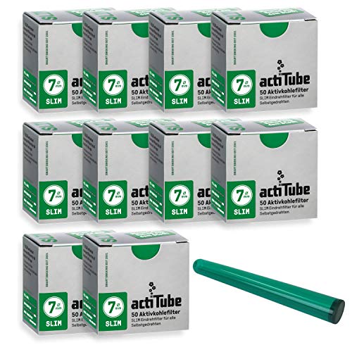Aktivkohlefilter actiTube Slim-7mm 10 x 50er Schachtel Filter Plus