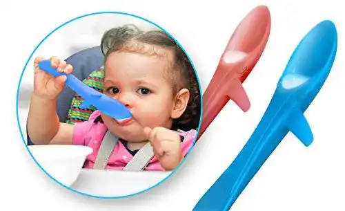 Babylöffel Invento Kleckerfreier Baby Lernlöffel, weich, Zweierset