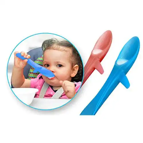 Babylöffel Invento Kleckerfreier Baby Lernlöffel, weich, Zweierset