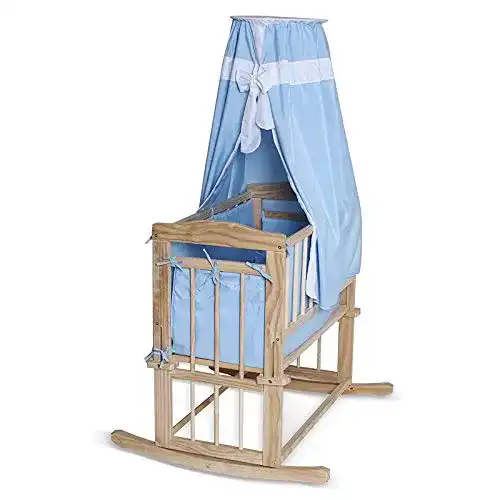 Babywiege Dibea Babybett Himmelbett aus Holz Kinderwiege Set