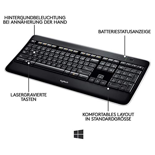 Beleuchtete Tastatur Logitech K800 Kabellose Tastatur, 2.4GHz