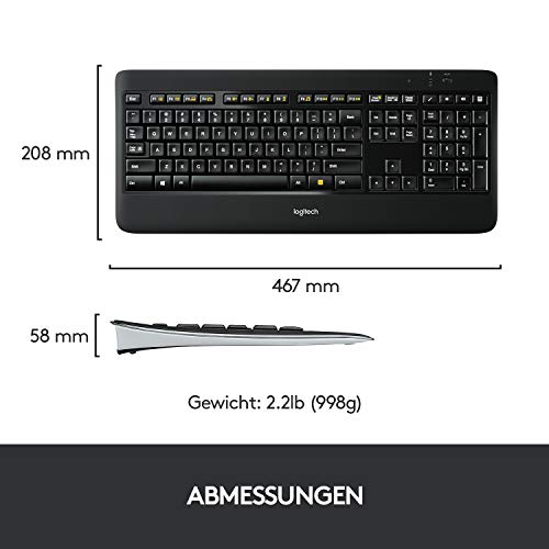 Beleuchtete Tastatur Logitech K800 Kabellose Tastatur, 2.4GHz