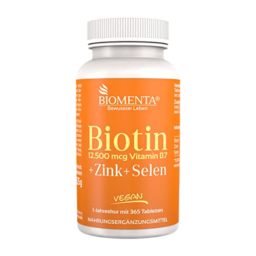 Biotin BIOMENTA hochdosiert mit 12.500 mcg, 365 Tabletten