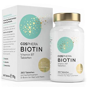 Biotin Cosphera Tabletten, Hochdosiert mit 10.000 mcg D, 365 Tabl.