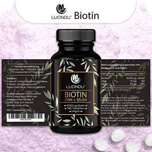 Biotin Luondu hochdosiert 10.000 mcg pro Tablette, 365 Tabletten