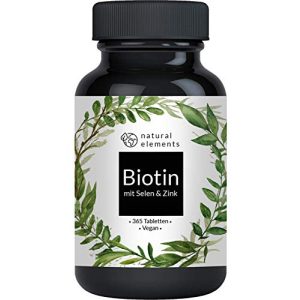 Biotin natural elements + Selen + Zink, 365 vegane Tabletten