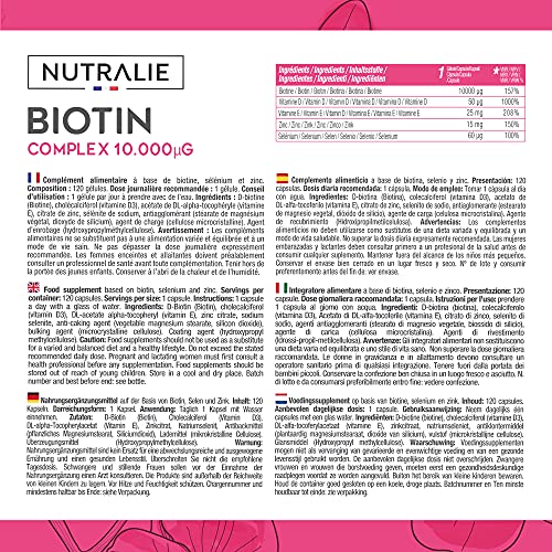 Biotin NUTRALIE 10.000 mcg, hochdosiert, 120 Kapseln
