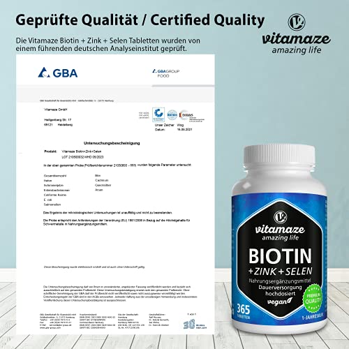 Biotin Vitamaze – amazing life hochdosiert 10.000 mcg, 365 Tabl.