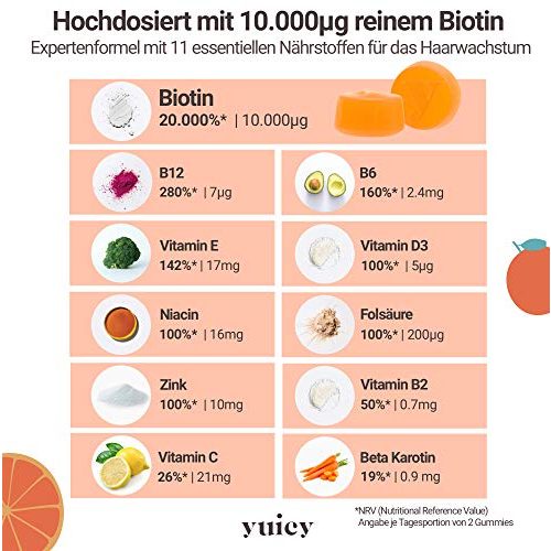Biotin yuicy Haar Vitamin Gummibärchen: 10.000μg, 60Stk.