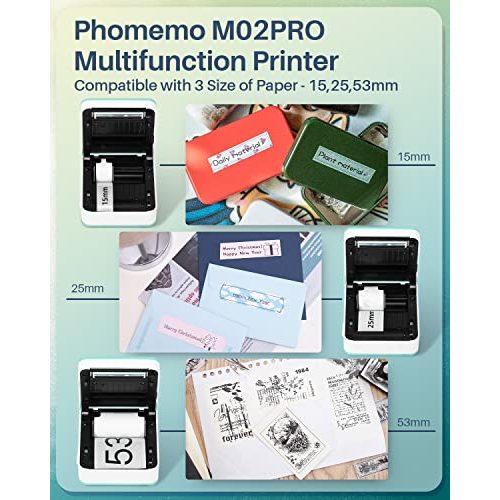 Bluetooth-Drucker Phomemo M02 Pro 300 DPI Mini Tragbar